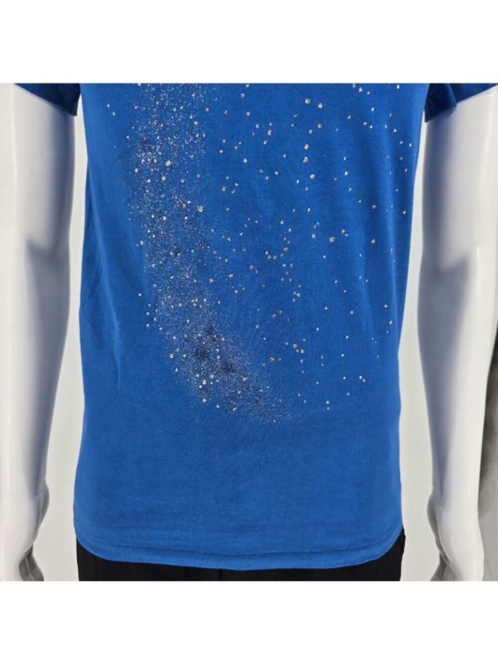 Vintage 1990s Oneita Blue/Silver Galaxy Glitter Print Single Stitch T-Shirt (S) - Picture 9 of 13